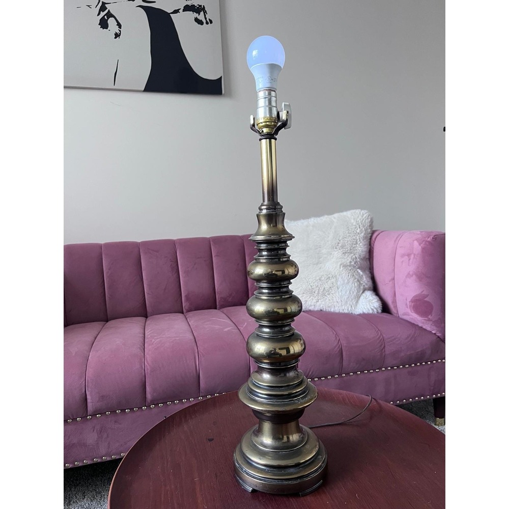 Vintage Stiffel Brass Stacked Ball Table Lamp Hollywood Regency MCM